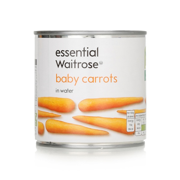Essential Waitrose baby carrots in water 400g