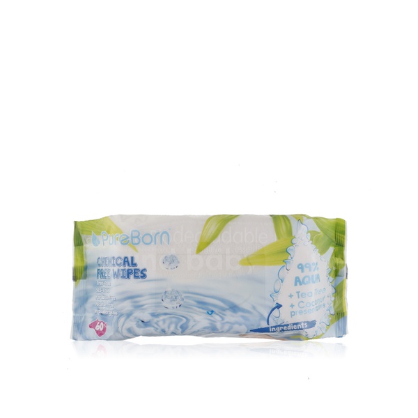 Pure Born chemical free baby wipes x60