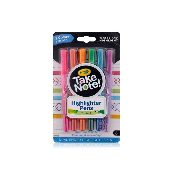 Crayola take note dual tip highlighter pens 6s