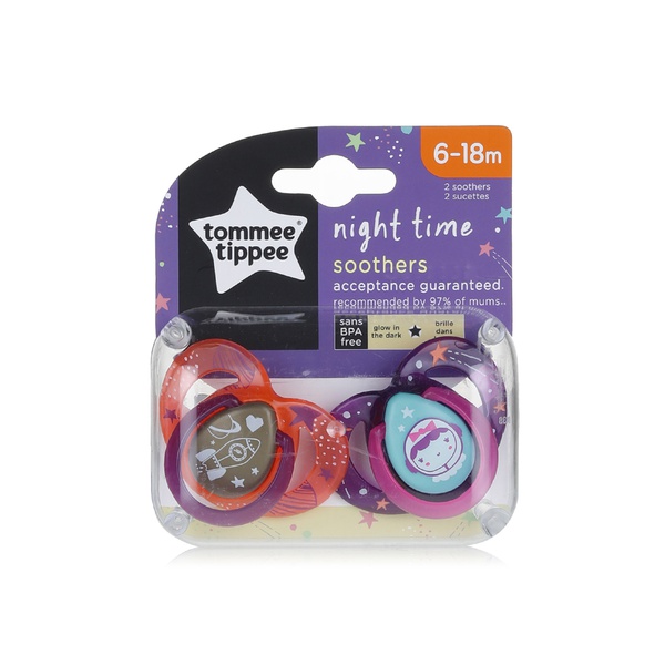 Tommee Tippee Night Time soothers 6-18 months x2