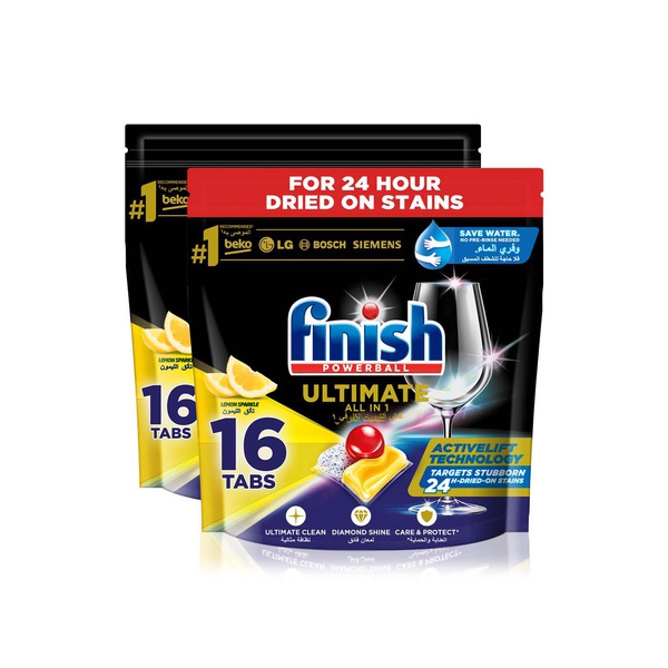 Finish powerball ultimate all in one dishwasher tablets lemon sparkle ...