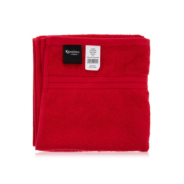 Kassino rich cotton hand towel red 50x100cm Waitrose UAE & Partners