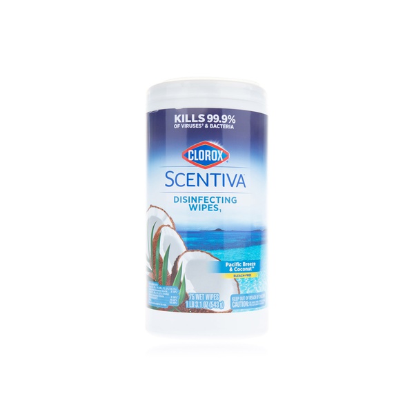 Clorox Scentiva disinfecting wipes pacific breeze & coconut scented x75