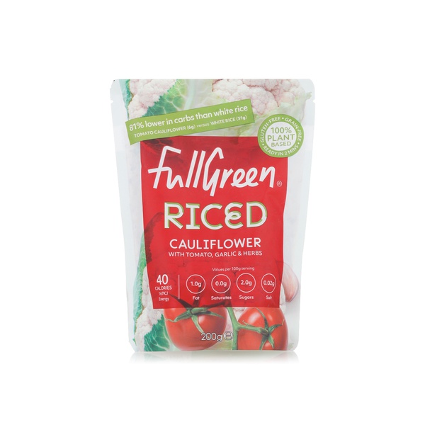 Full Green riced cauliflower with tomato, garlic and herbs 200g
