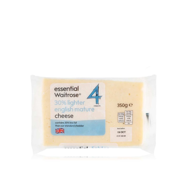Essential Waitrose lighter English mature cheese strength 4 350g