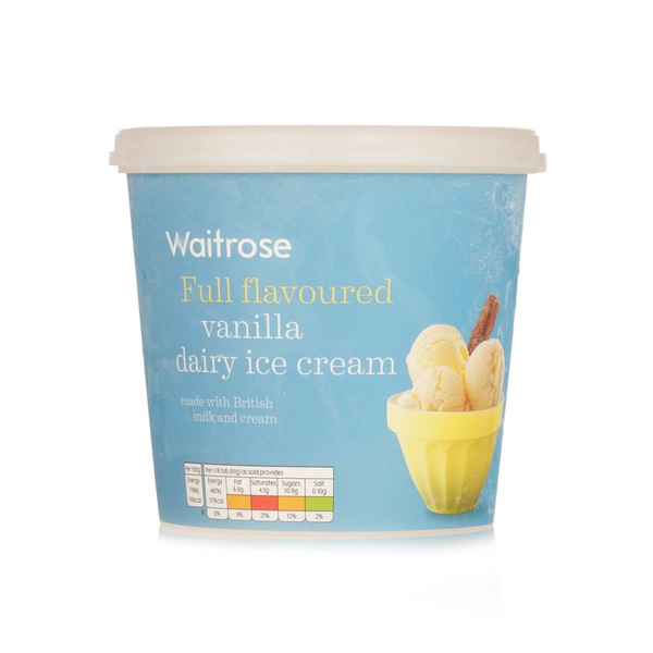 Waitrose full flavoured vanilla dairy ice cream 1ltr