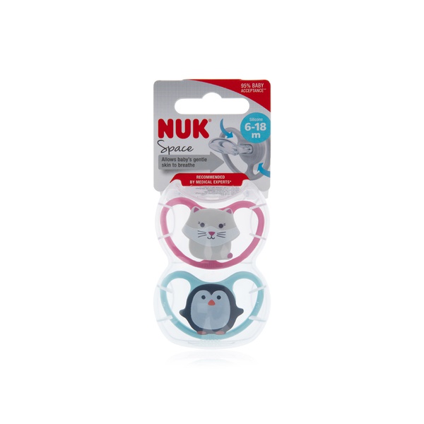 Nuk space silicone soother 6-18m 2 pack