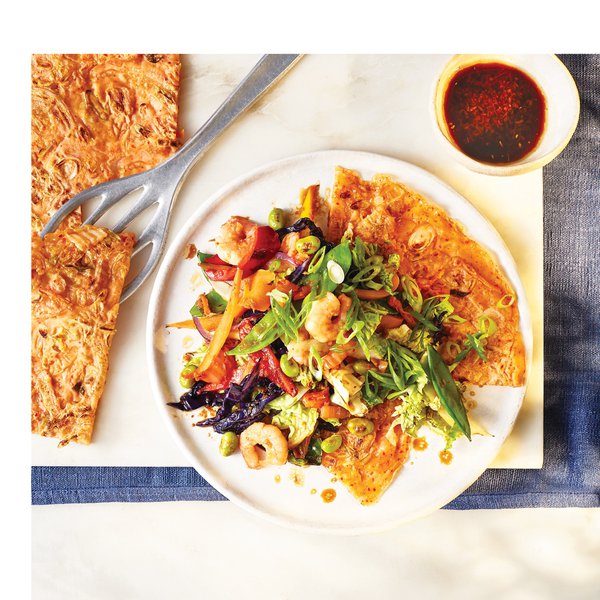 Korean-style prawn pancakes