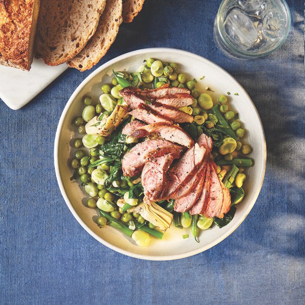 Super greens vignole with lamb steaks