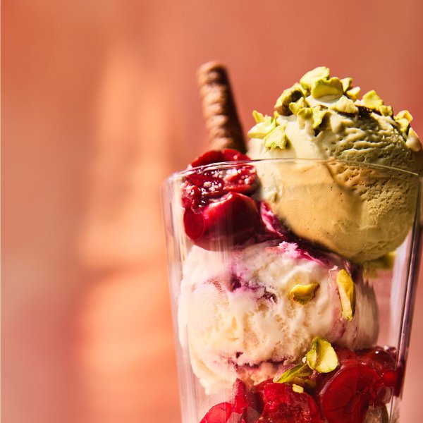 Chocolate, cherry &amp; pistachio knickerbocker glory