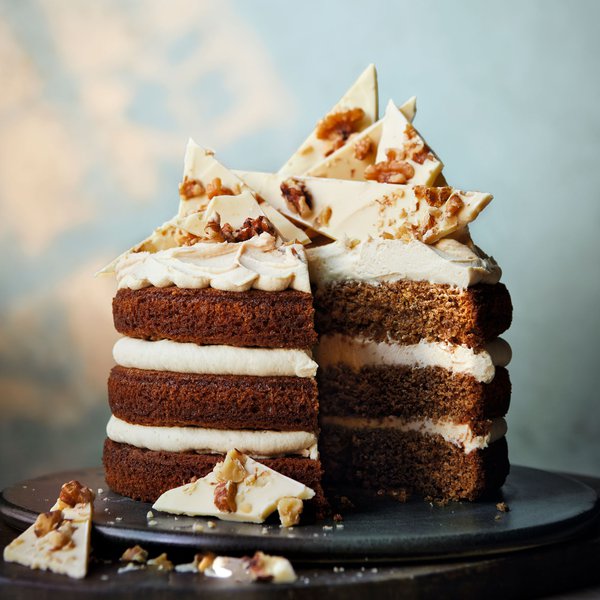 Coffee, white chocolate &amp; walnut cake