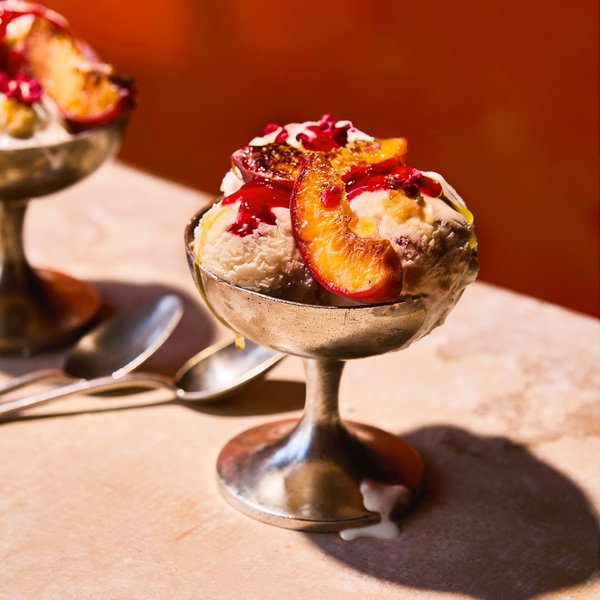 Peach Melba sundae