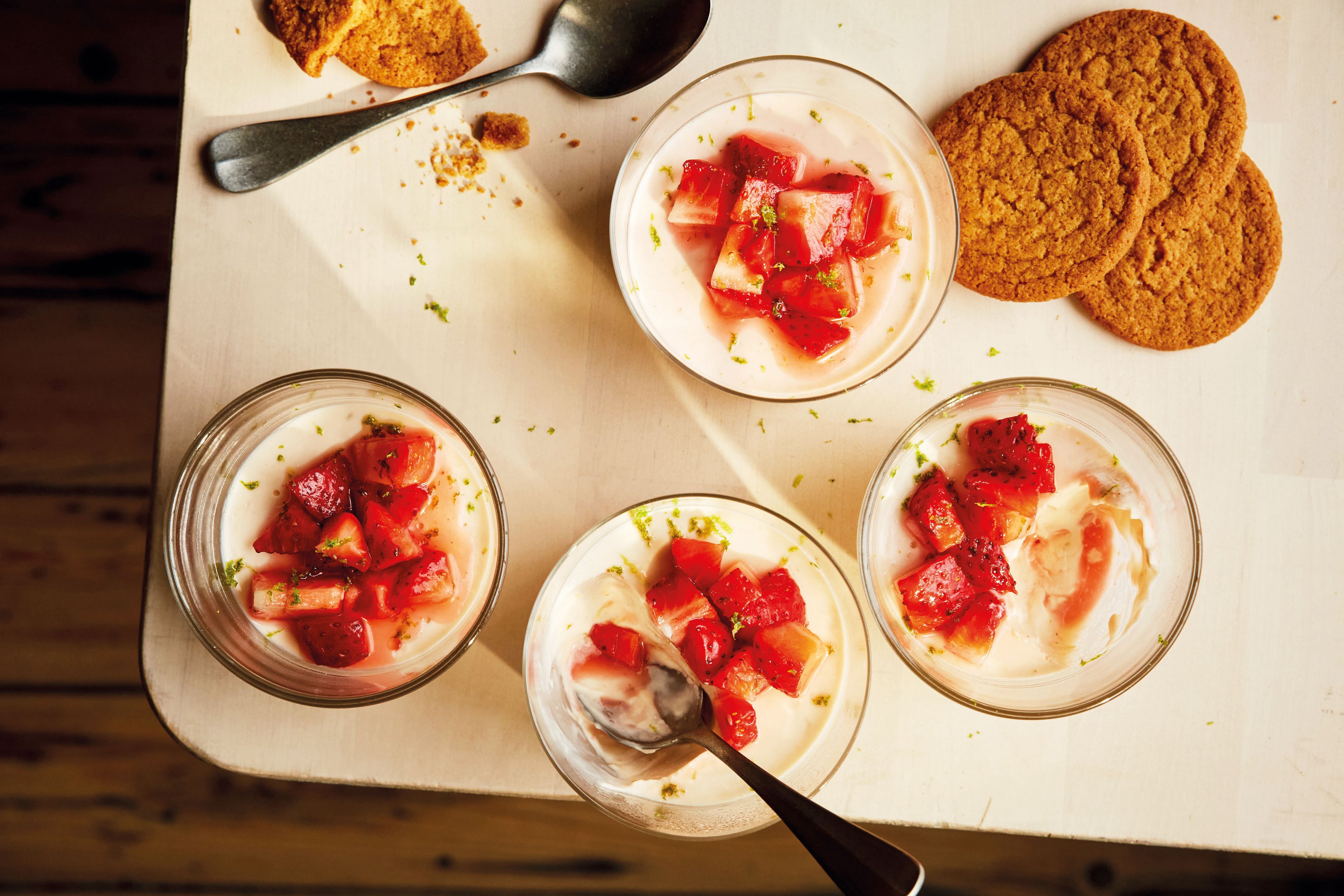 Strawberry and lime posset