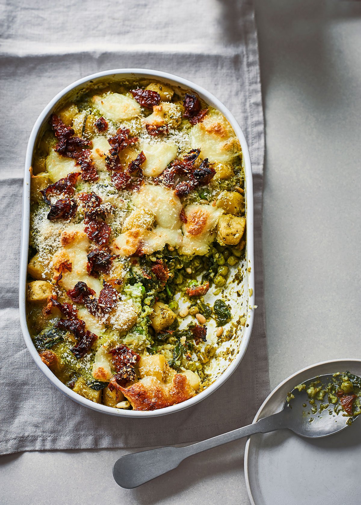 Baked pesto gnocchi