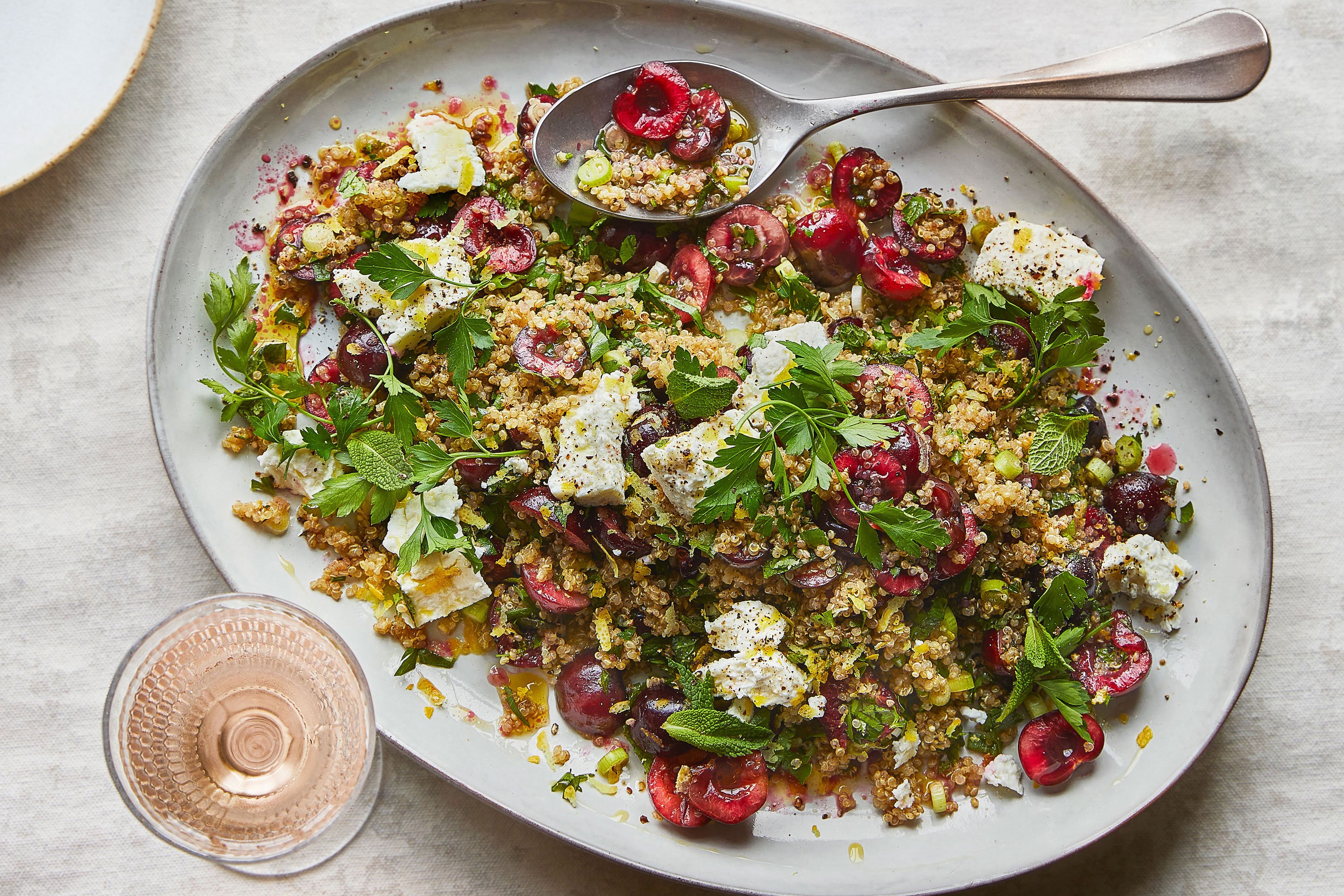 Cherry & quinoa ‘tabbouleh’ with goat’s cheese