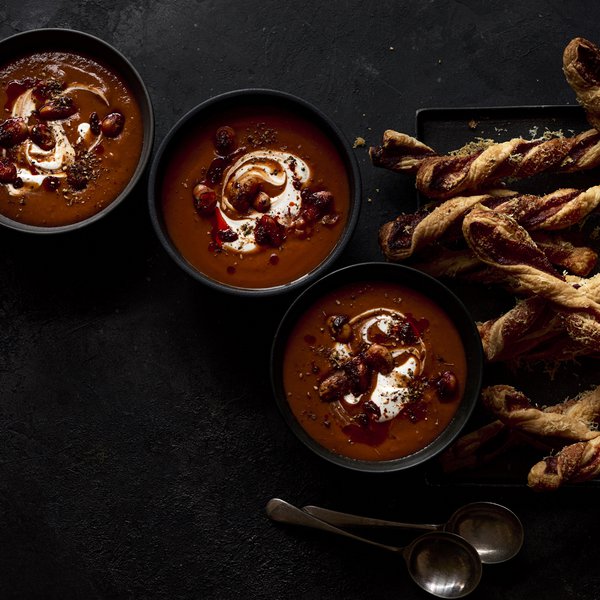 Cherry tomato, butter bean and harissa soup