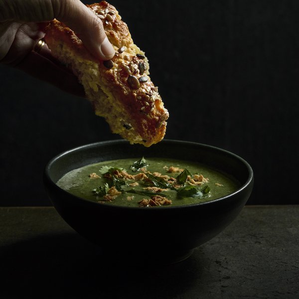 Masala-spiced greens soup