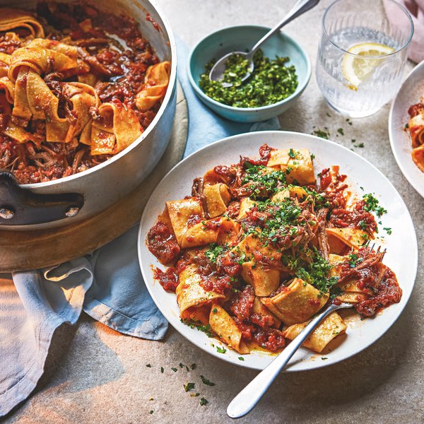 Italian-style pot roast brisket with pappardelle &amp; gremolata