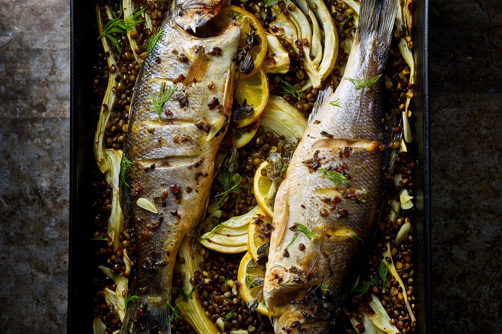 Sea bass with lemon, fennel & lentils recipe - Waitrose UAE & Partners