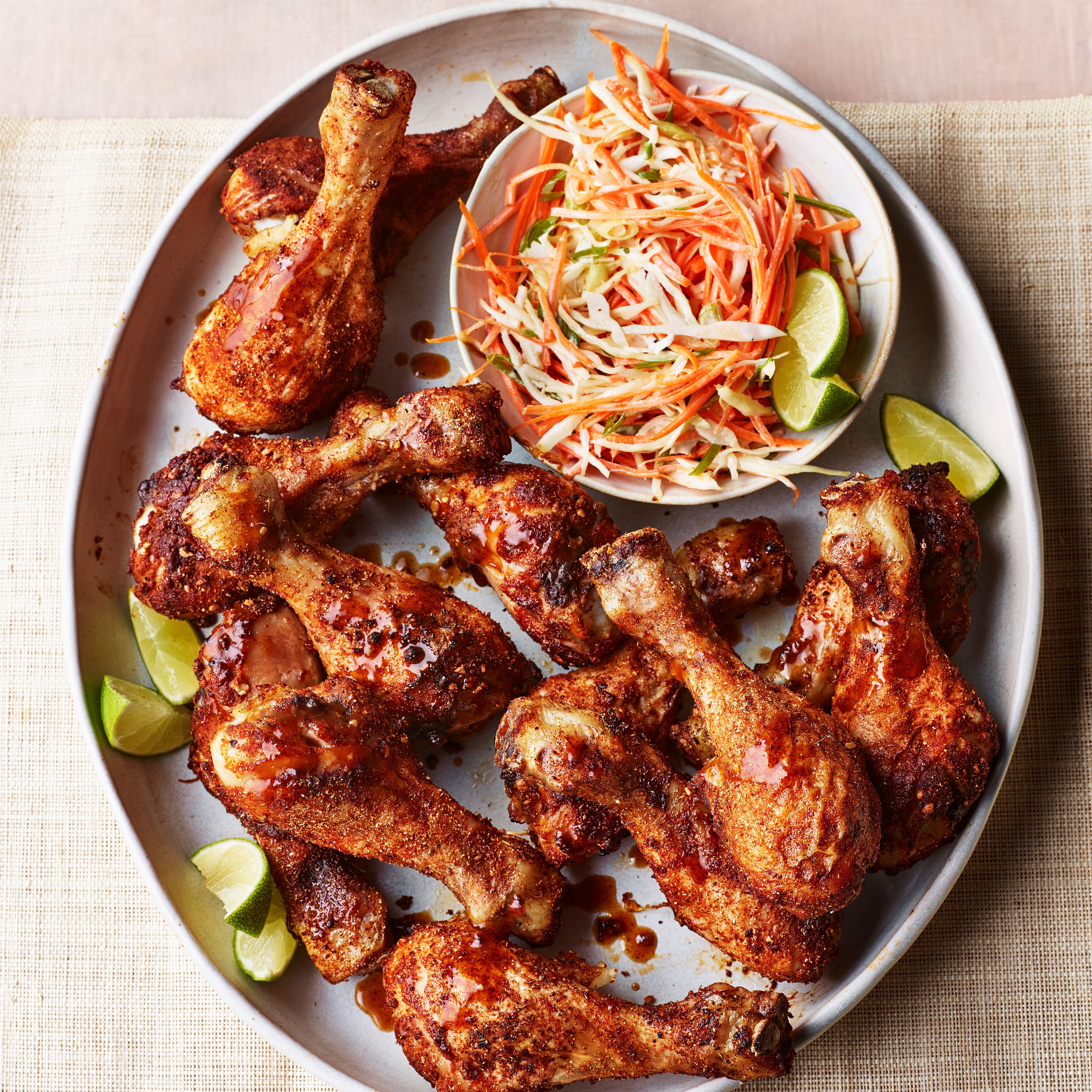 Spice-rubbed chicken with lime slaw