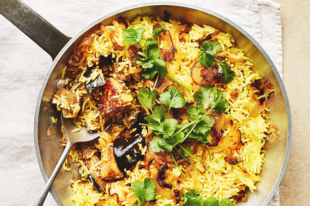 Aubergine & paneer biryani recipe - Waitrose UAE & Partners