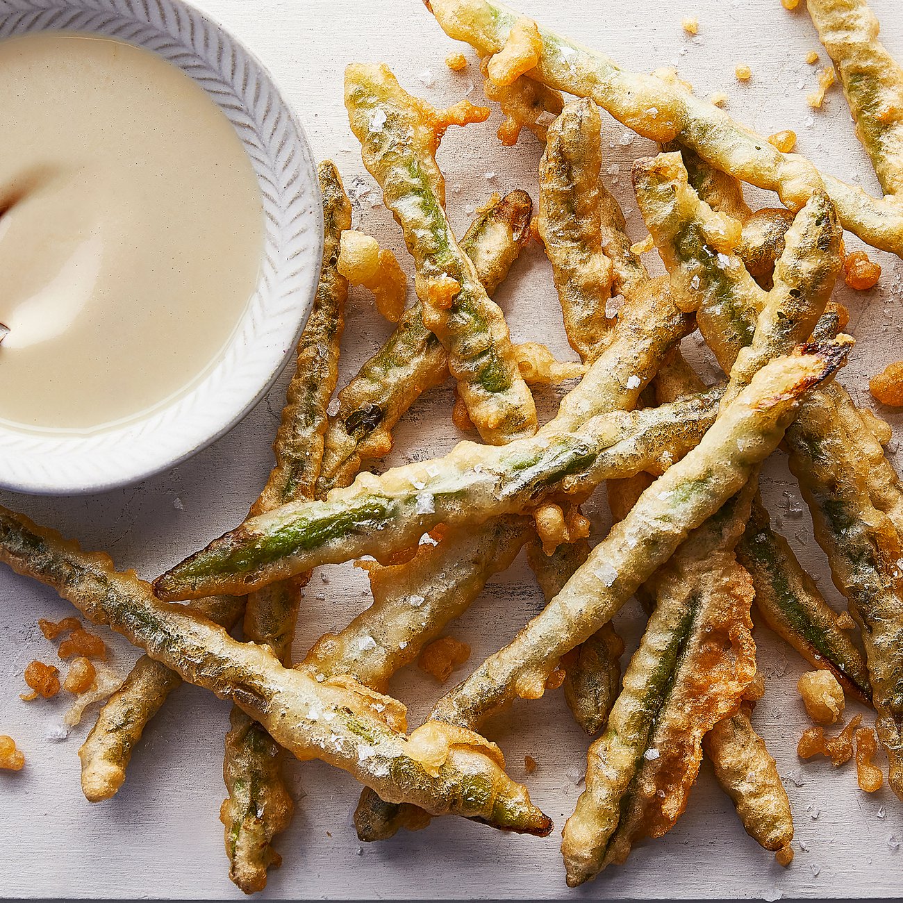 Asparagus tempura with bagna cauda