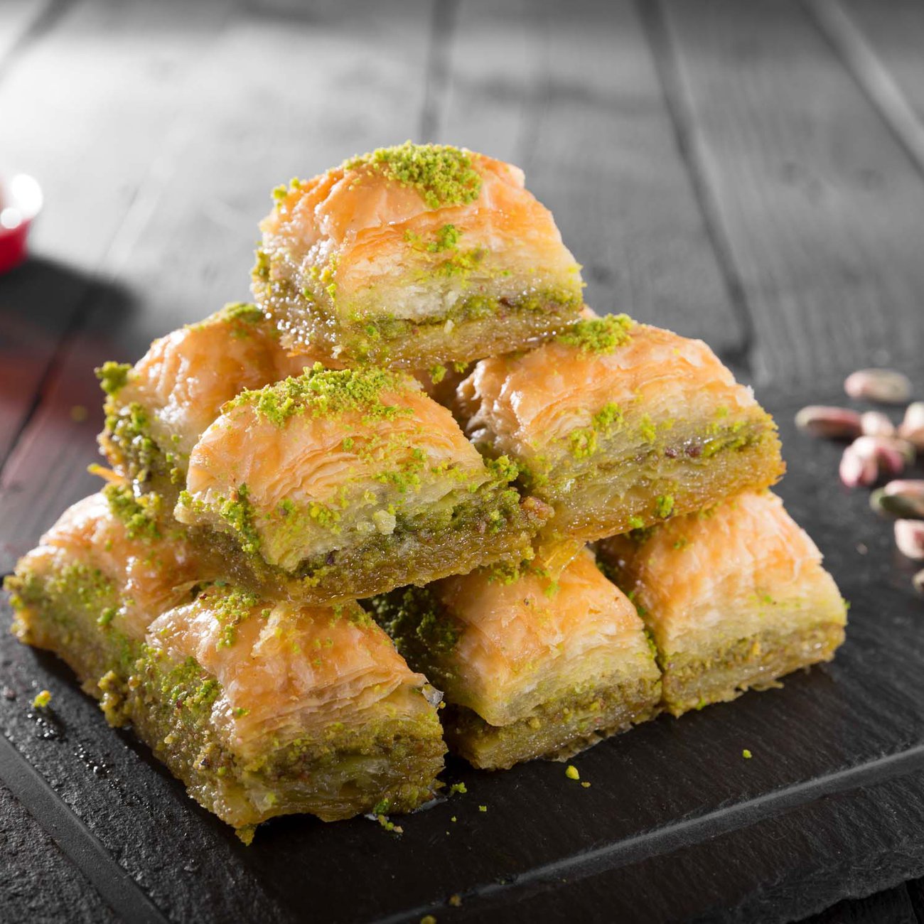 Layers of flaky filo pastry give baklava its crunch