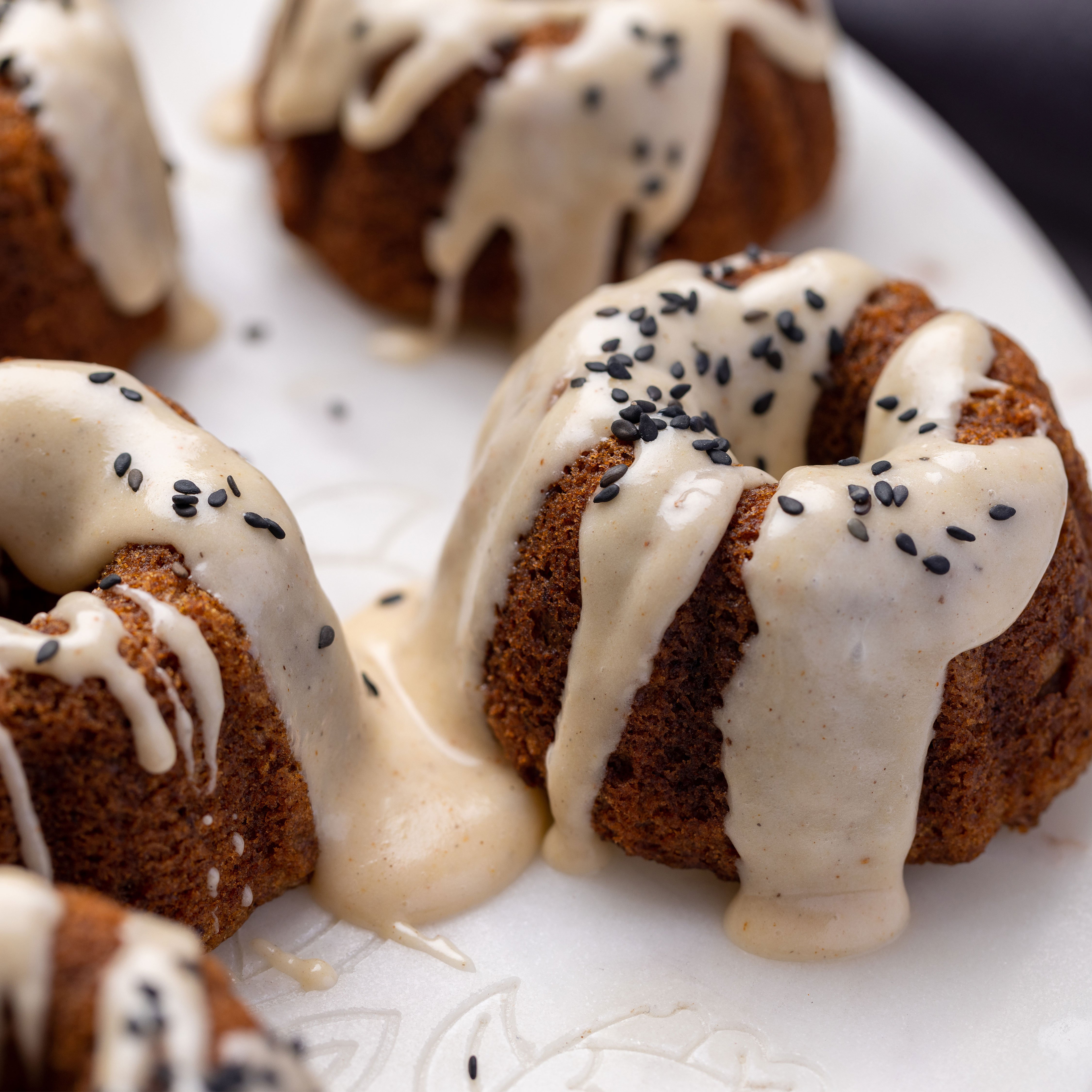 Dalia Dogmoch's mini sticky date Bundt cakes with a vanilla & tahini drizzle