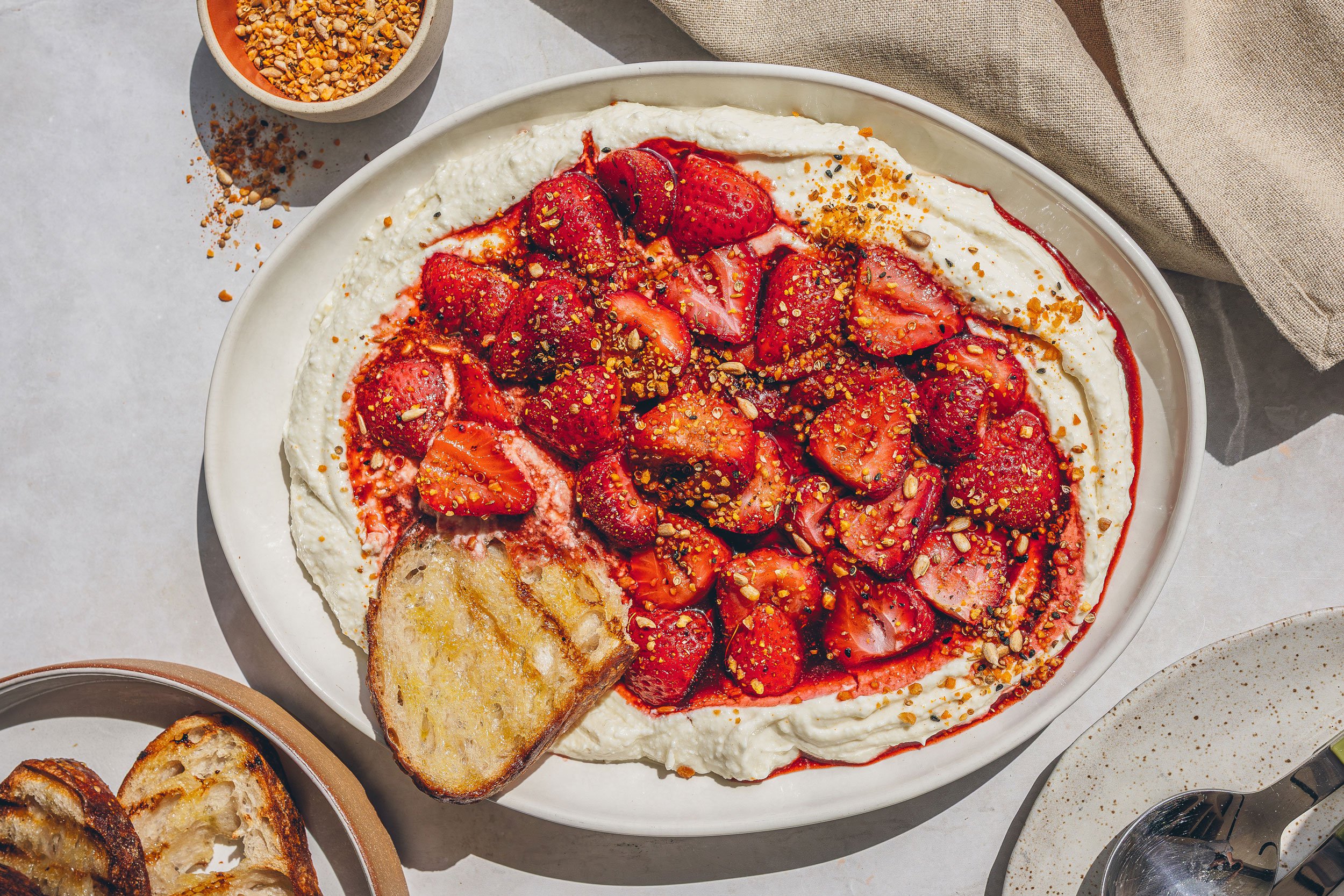 Balsamic roasted strawberries with whipped feta