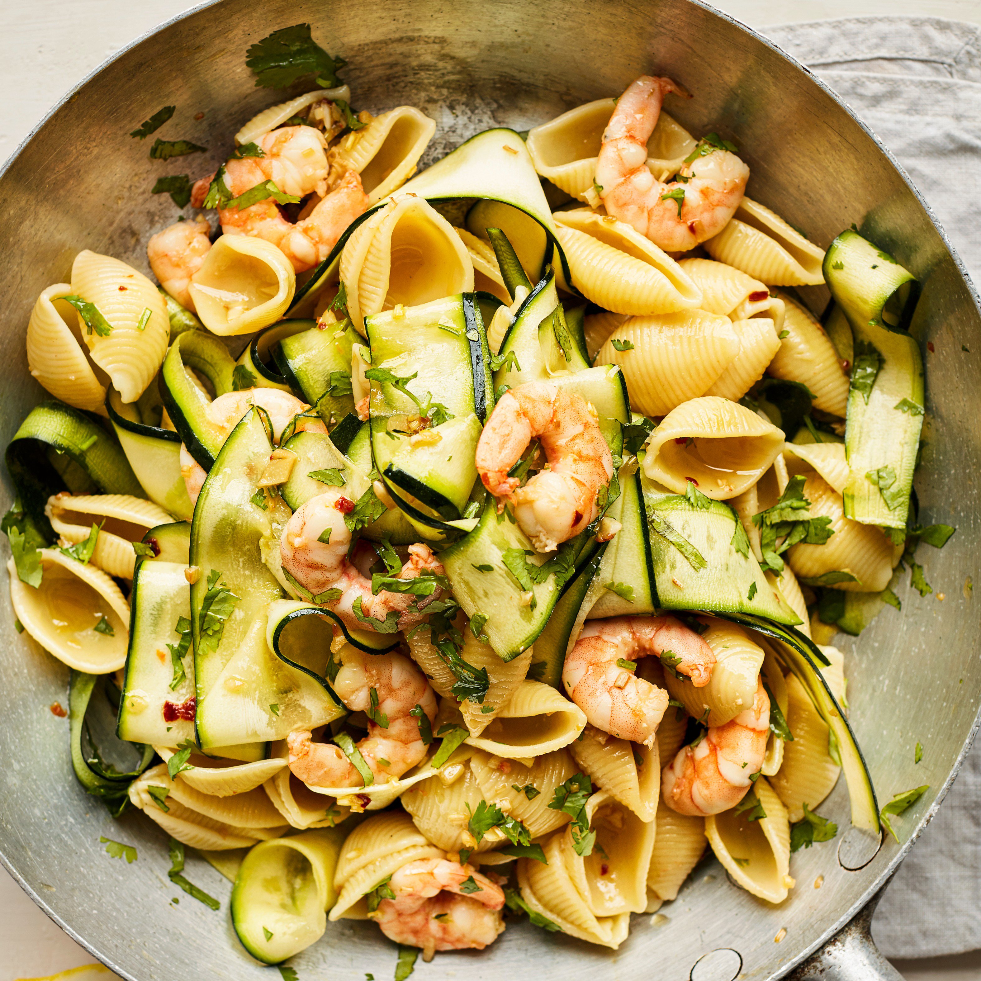 Prawn & courgette pasta with lemongrass