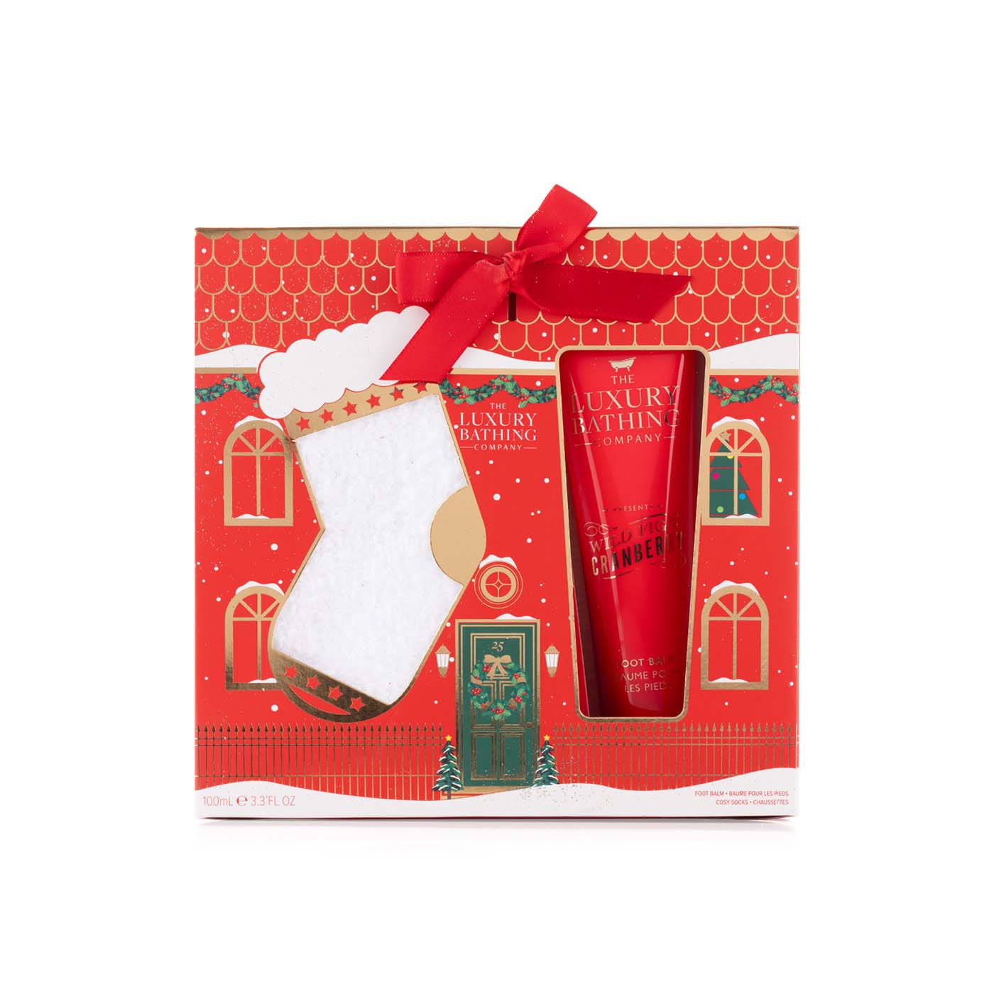 Luxury Bathing Co wild fig and cranberry socks and foot balm gift set
