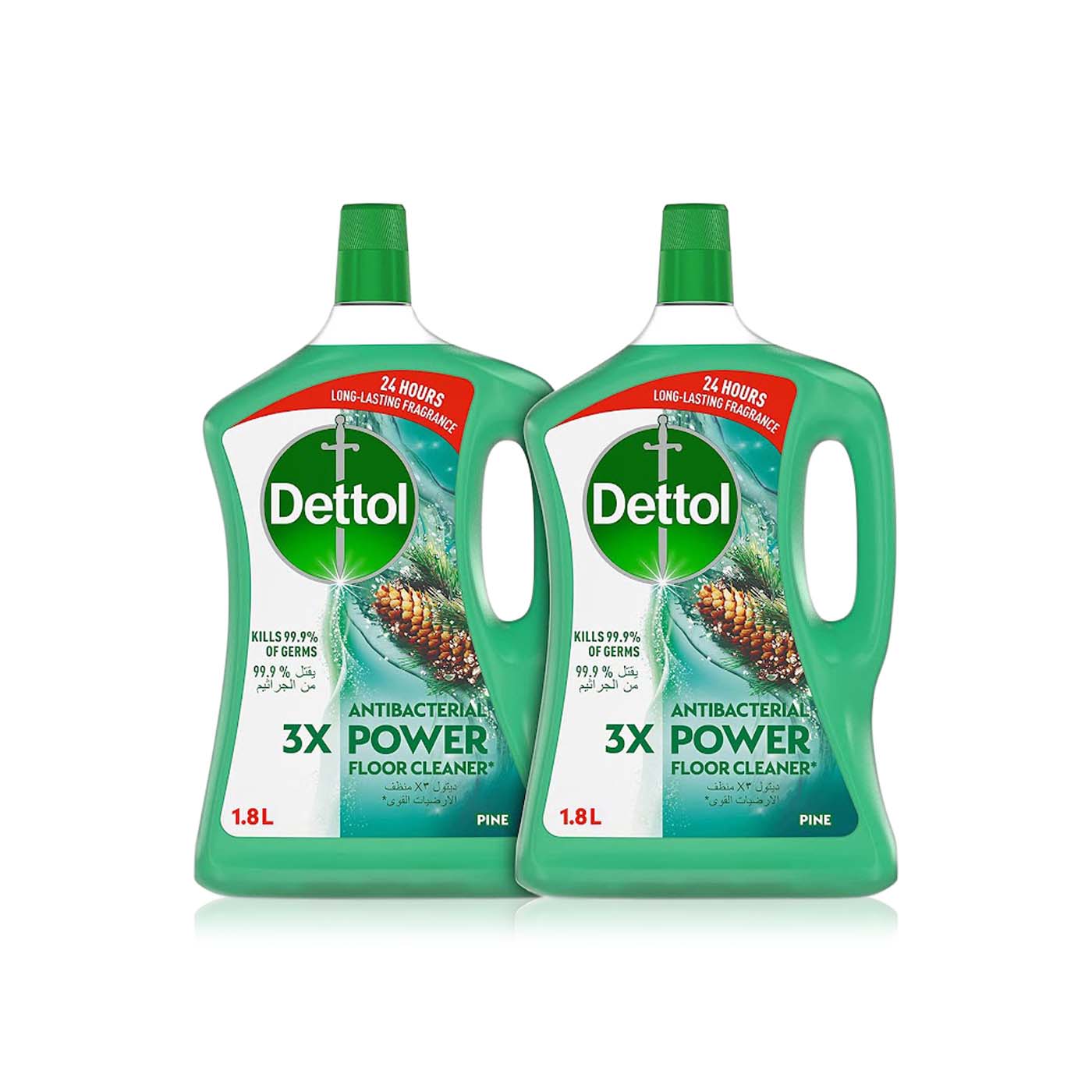 Dettol antibacterial power floor cleaner pine 2x1.8l - Waitrose UAE ...