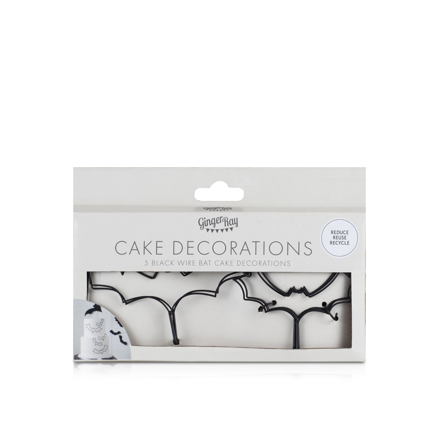 Ginger Ray 5 black wire bat cake decorations Waitrose UAE & Partners