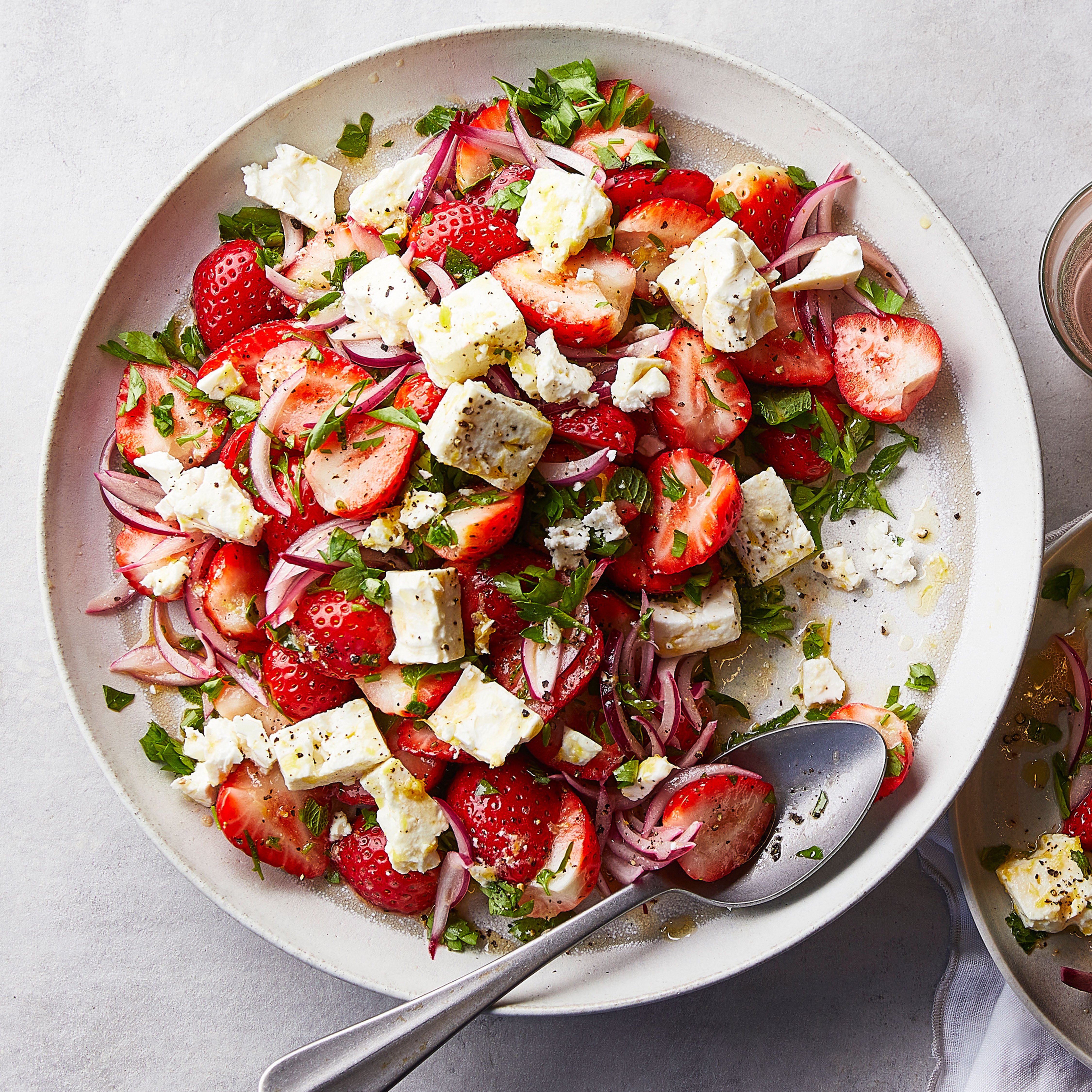 Strawberry, feta & red onion salad